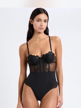 NWT Black Lace Bodysuit from French brand Etam